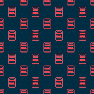 Kırmızı çizgi posta kutusu simgesi siyah arkaplanda izole edilmiş. Posta kutusu simgesi. Posta kutusunda bayrak var. Vektör İllüstrasyonu