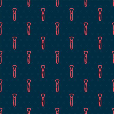 Kırmızı çizgi fırça simgesi siyah arkaplanda izole edilmiş pürüzsüz desen. Vektör İllüstrasyonu