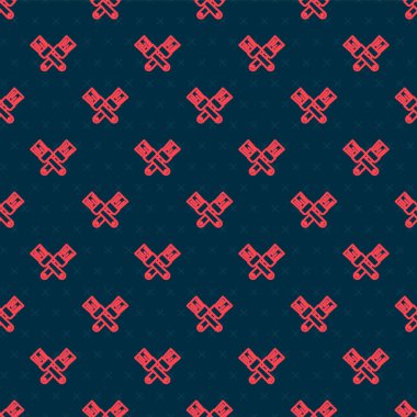 Kırmızı çizgi, boya fırçası simgesini geçti. Siyah arka planda izole edilmiş, pürüzsüz desen. Vektör İllüstrasyonu