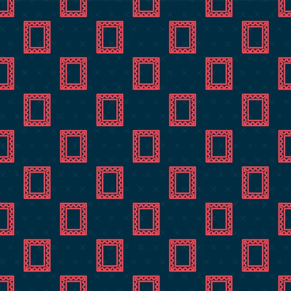 Röd linje Poststämpel ikon isolerad sömlös mönster på svart bakgrund. Vektor Illustration — Stock vektor