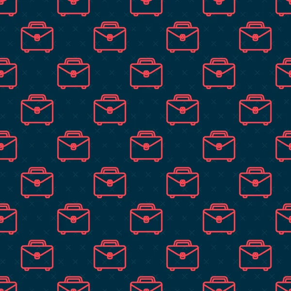 Ligne rouge Briefcase icône isolé motif sans couture sur fond noir. Signe d'analyse de cas. Portefeuille d'affaires. Illustration vectorielle — Image vectorielle