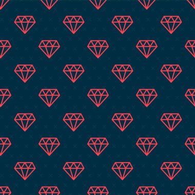 Kırmızı çizgi simgesi, siyah arkaplanda izole edilmiş kusursuz desen. Mücevher sembolü. Mücevher taşı. Vektör İllüstrasyonu