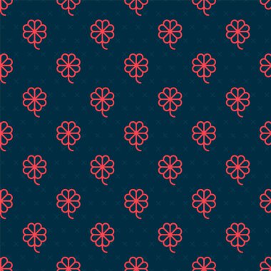 Kırmızı çizgi kumarhane kumar makinesi yonca sembolü simgesi ile siyah arkaplanda izole edilmiş dikişsiz desen. Kumar oyunları. Vektör İllüstrasyonu