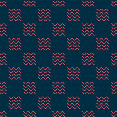 Kırmızı çizgi dalga simgesi siyah arkaplanda izole edilmiş. Vektör İllüstrasyonu