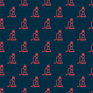 Kırmızı çizgi Nargile simgesi siyah arkaplanda kusursuz desen izole etti. Vektör İllüstrasyonu