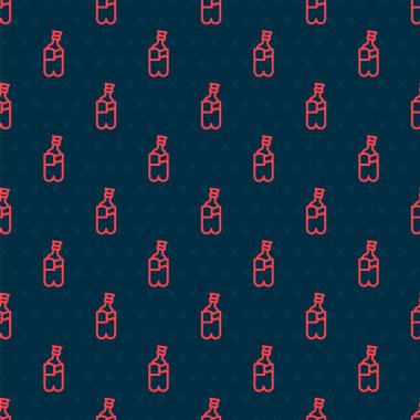 Marihuana ya da kenevir ikonu içmek için kırmızı çizgili cam bong siyah arka planda izole edilmiş. Vektör İllüstrasyonu