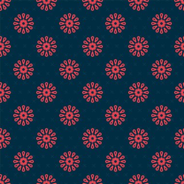 Kırmızı çizgi Firework simgesi siyah arkaplanda izole edilmiş. Eğlence partisi anlayışı. Patlayıcı havai fişek sembolü. Vektör İllüstrasyonu