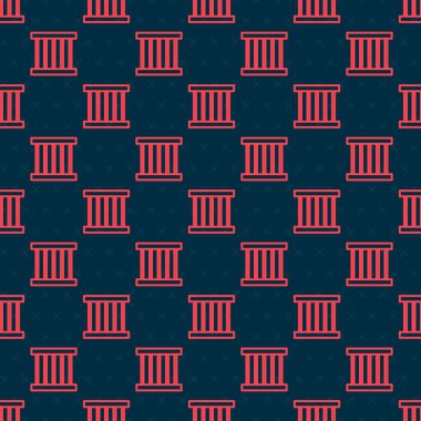 Kırmızı çizgi Cezaevi pencere simgesi siyah arkaplanda kusursuz desen izole etti. Vektör İllüstrasyonu