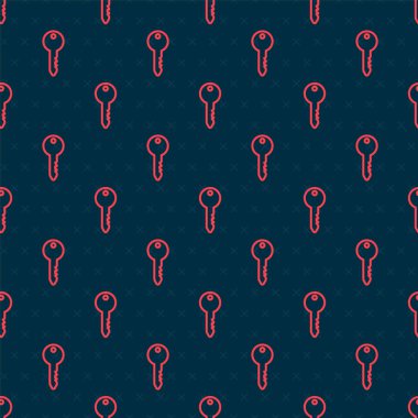 Kırmızı çizgi anahtar simgesi siyah arkaplanda izole edilmiş. Vektör İllüstrasyonu