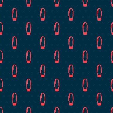Red line Dildo vibrator for sex games icon isolated seamless pattern on black background. Sex toy for adult. Vaginal exercise machines for intimate. Vector Illustration