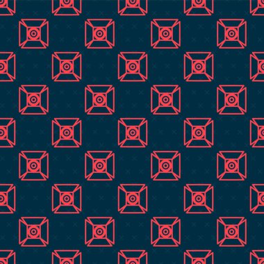 Kırmızı çizgi, spot ışığı simgesi siyah arkaplanda izole edilmiş. Işık efekti. Sahne, Stüdyo, Gösteri. Vektör İllüstrasyonu