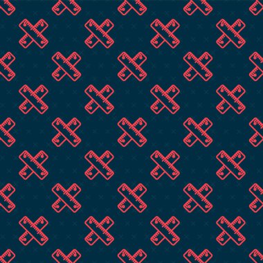 Kırmızı çizgi cetvel simgesini geçti siyah arkaplanda izole edilmiş kusursuz desen. Düz sembol. Vektör İllüstrasyonu