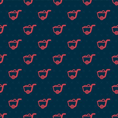 Kırmızı çizgi küreği simgesi siyah arkaplanda izole edilmiş. Bahçe aletleri. Bahçecilik, tarım, çiftçilik aleti. Vektör İllüstrasyonu