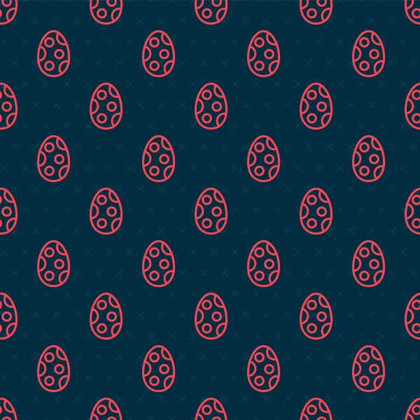 Línea roja icono de huevo de Pascua patrón inconsútil aislado sobre fondo negro. Feliz Pascua. Ilustración vectorial — Vector de stock