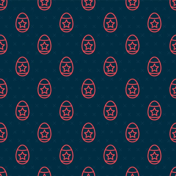 Línea roja icono de huevo de Pascua patrón inconsútil aislado sobre fondo negro. Feliz Pascua. Ilustración vectorial — Vector de stock