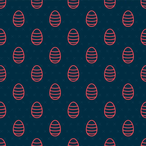 Línea roja icono de huevo de Pascua patrón inconsútil aislado sobre fondo negro. Feliz Pascua. Ilustración vectorial — Vector de stock