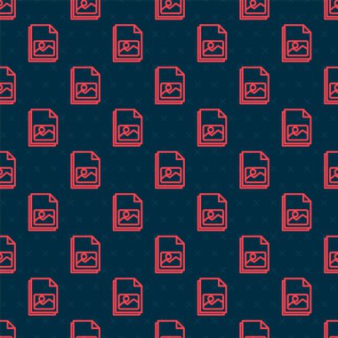 Kırmızı çizgi Resim ikonu siyah arkaplanda izole edilmiş kusursuz desen. Vektör İllüstrasyonu