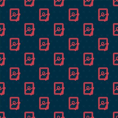 Kırmızı çizgi Grafik Tableti simgesi siyah arkaplanda izole edilmiş. Vektör İllüstrasyonu