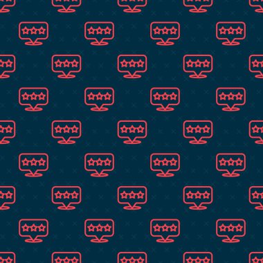 Kırmızı çizgi haritası işaretçisi, yıldız simgesi ile izole edilmiş, siyah arkaplan üzerinde pürüzsüz desen. Yıldız favori iğne haritası simgesi. Harita işaretleyicileri. Vektör İllüstrasyonu