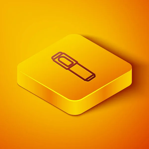 Isometric line Marker pen icon isolated on orange background. Yellow square button. Vector Illustration — Stock Vector