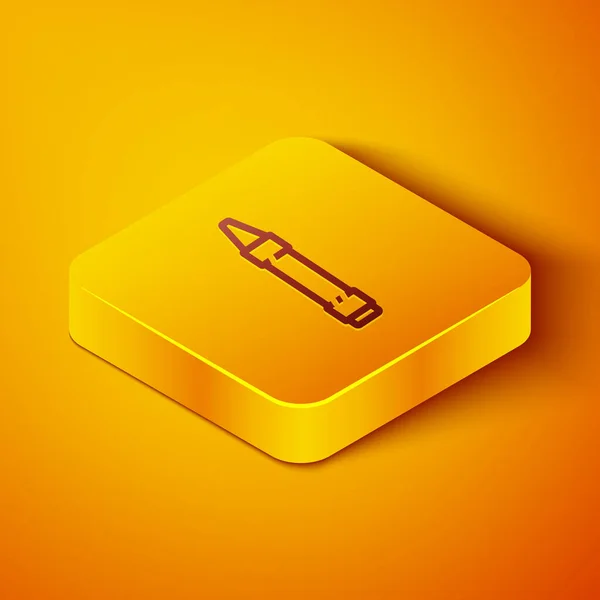 Isometric line Wax crayons for drawing icon isolated on orange background. Yellow square button. Vector Illustration — Stock Vector