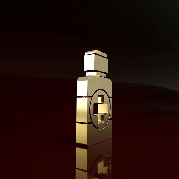 Gold Láhev medicínského sirupu ikona izolované na hnědém pozadí. Minimalismus. 3D ilustrace 3D vykreslení — Stock fotografie