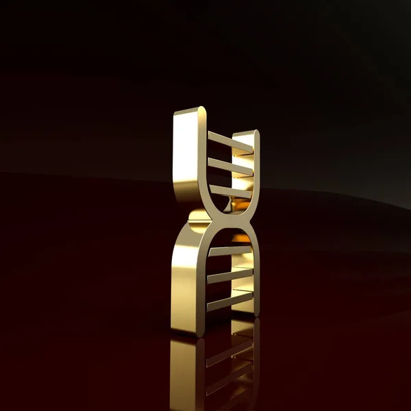 Gold DNA symbol icon isolated on brown background. Minimalism concept. 3d illustration 3D render