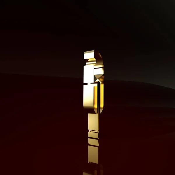 Ikona zlatého pera izolovaná na hnědém pozadí. Minimalismus. 3D ilustrace 3D vykreslení — Stock fotografie