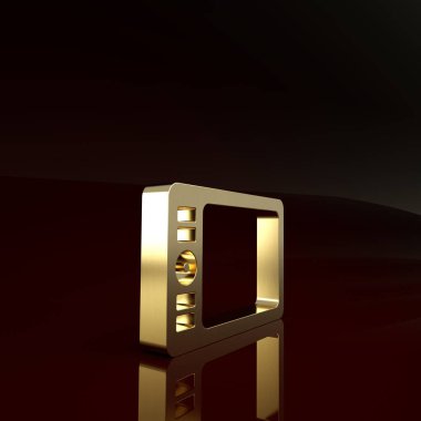 Kahverengi arkaplanda izole edilmiş altın Grafik tableti simgesi. Minimalizm kavramı. 3d illüstrasyon 3B canlandırma