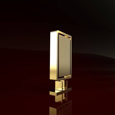 Yatak odası, mağazalar, sahne arkası ikonu için kahverengi arka planda izole edilmiş büyük boy bir ayna. Minimalizm kavramı. 3d illüstrasyon 3d canlandırma