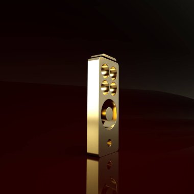 Kahverengi arkaplanda Altın Uzaktan Kumanda simgesi izole edildi. Minimalizm kavramı. 3d illüstrasyon 3B canlandırma