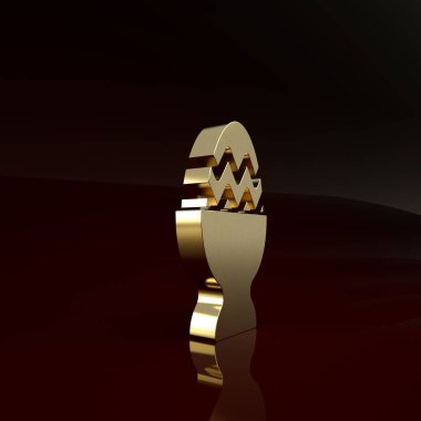 Kahverengi arka planda izole edilmiş bir simge üzerinde altın Paskalya yumurtası. Mutlu Paskalyalar. Minimalizm kavramı. 3d illüstrasyon 3d canlandırma