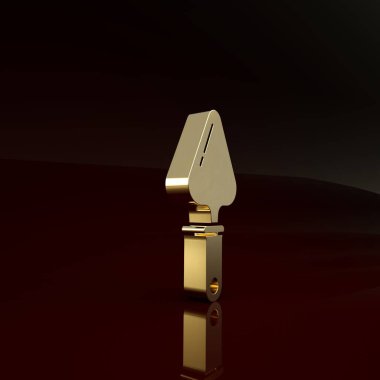 Kahverengi arka planda izole edilmiş altın mala simgesi. Minimalizm kavramı. 3d illüstrasyon 3d canlandırma