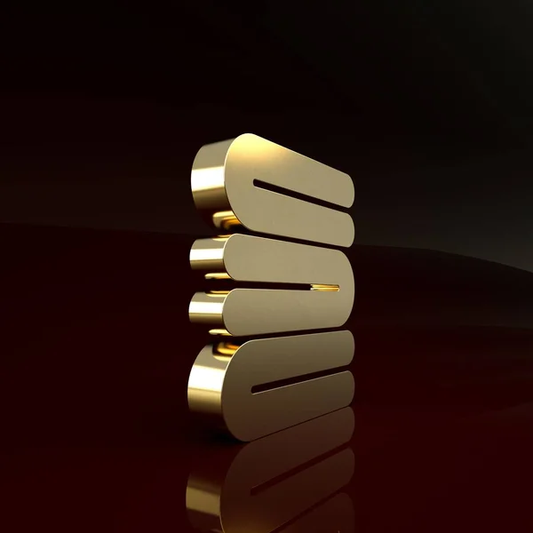 Χρυσό εικονίδιο στοίβα Πετσέτα απομονώνονται σε καφέ φόντο. Μινιμαλιστική έννοια. 3D απεικόνιση 3d καθιστούν — Φωτογραφία Αρχείου