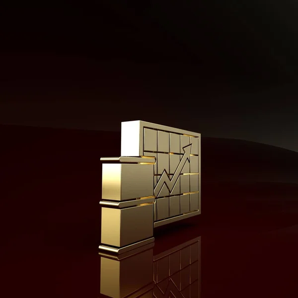 Gold Oil hinnannousu kuvake eristetty ruskealla taustalla. Öljyteollisuuden kriisikäsite. Minimalismin käsite. 3d kuva 3D renderöinti — kuvapankkivalokuva