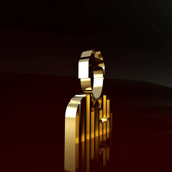 Золотой хоккейный судья, судья, значок арбитра изолирован на коричневом фоне. Концепция минимализма. 3D-рендеринг — стоковое фото