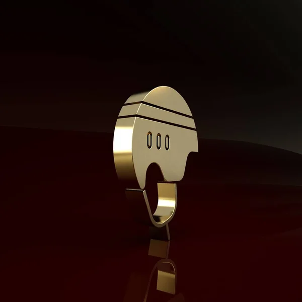 Guld Hockey hjälm ikon isolerad på brun bakgrund. Minimalistiskt koncept. 3D-illustration 3D-återgivning — Stockfoto