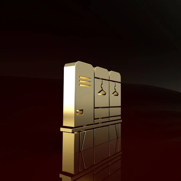 Gold Locker or changing room for hockey, football, basketball team or workers icon isolated on brown background. Minimalism concept. 3d illustration 3D render