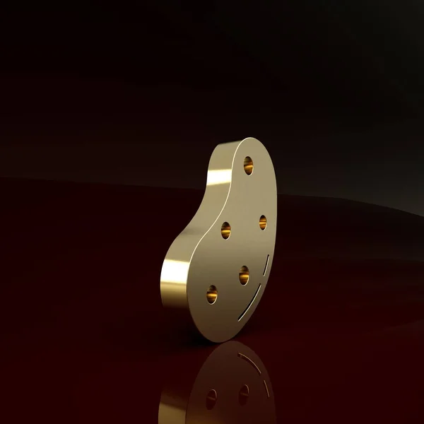 갈색 배경에 고립된 황금 감자 아이콘. 최소성 개념. 3D 일러스트 3D 렌더링 — 스톡 사진