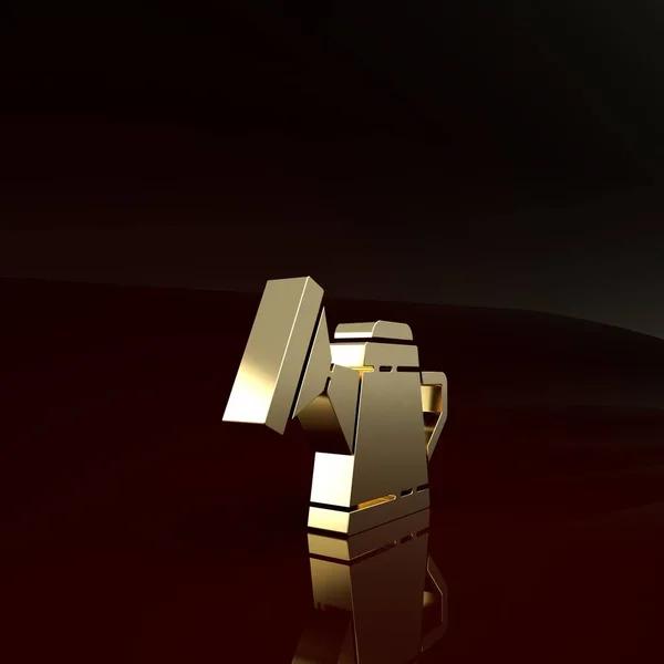 Gold zalévání může ikona izolované na hnědém pozadí. Symbol zavlažování. Minimalismus. 3D ilustrace 3D vykreslení — Stock fotografie