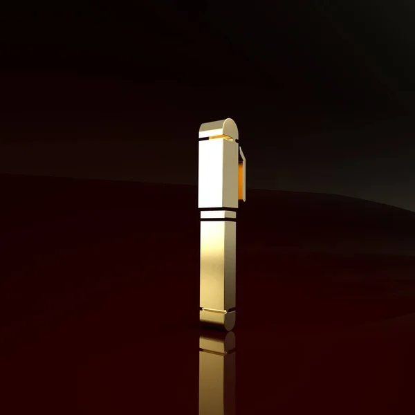 Icône Gold Pen isolée sur fond brun. Concept de minimalisme. Illustration 3D rendu 3D — Photo
