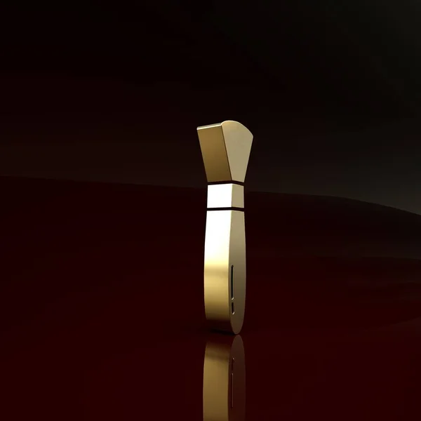 Icono de pincel dorado aislado sobre fondo marrón. Concepto minimalista. 3D ilustración 3D render — Foto de Stock