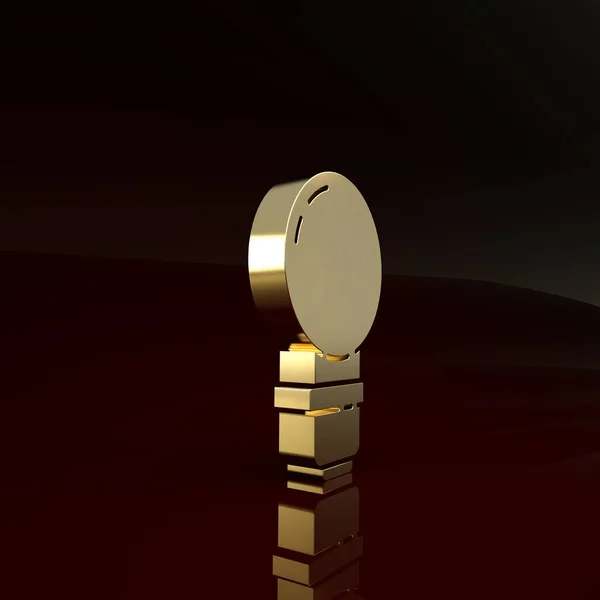 Золота лампочка з концепцією значка ідеї ізольована на коричневому фоні. Символ енергії та ідеї. Концепція натхнення. Концепція мінімалізму. 3D ілюстрація 3D рендеринга — стокове фото