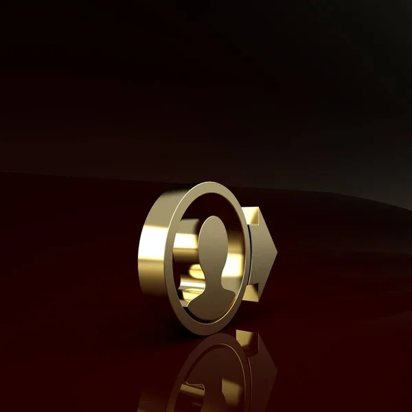 Gold Job promóciós ikon elszigetelt barna háttérrel. Siker, teljesítmény, motivációs üzleti szimbólum, növekedés. Minimalizmus koncepció. 3d illusztráció 3d render — Stock Fotó