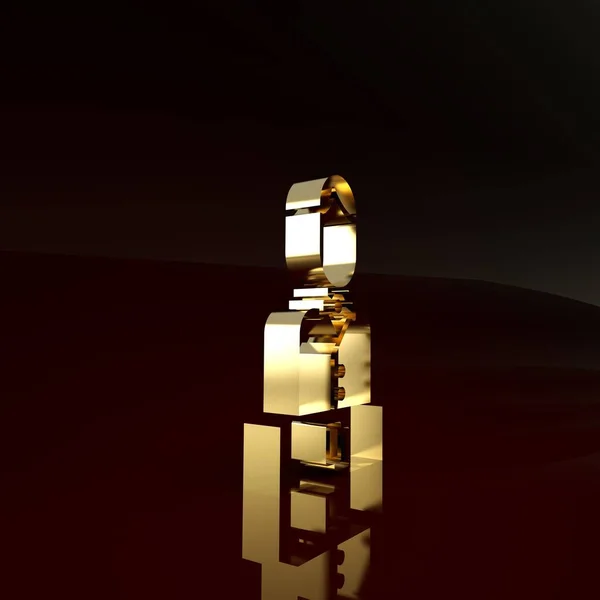 Gold Casino ícone revendedor isolado no fundo marrom. Croupier Casino. Conceito de minimalismo. 3D ilustração 3D render — Fotografia de Stock