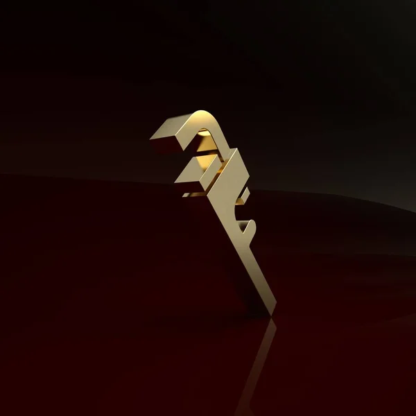 Icona con chiave regolabile Gold Pipe isolata su sfondo marrone. Concetto minimalista. Illustrazione 3d rendering 3D — Foto Stock
