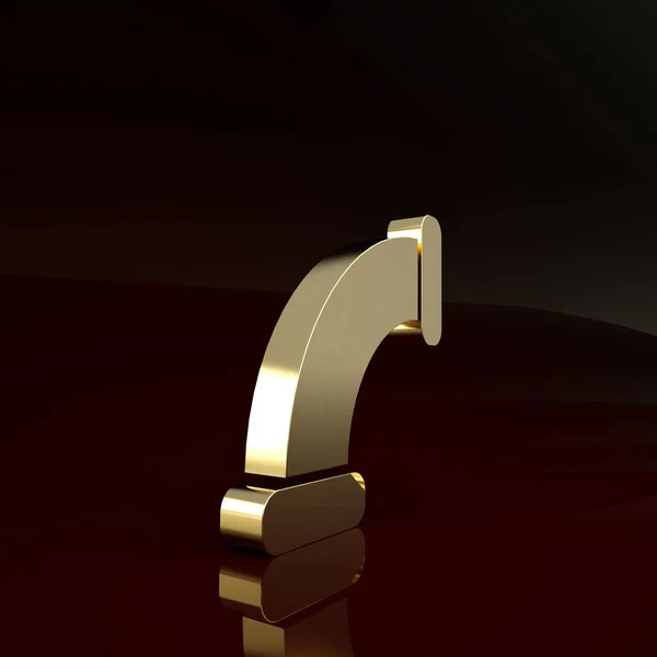 Значок металлической трубы золотой промышленности изолирован на коричневом фоне. Детали трубопроводов различной формы. Концепция минимализма. 3D-рендеринг — стоковое фото