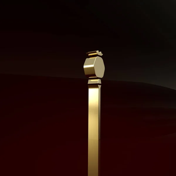 Ícone de papoula de ópio de ouro isolado no fundo marrom. Conceito de minimalismo. 3D ilustração 3D render — Fotografia de Stock