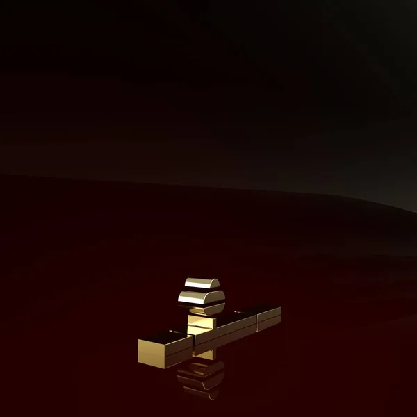 Złota ikona opium na brązowym tle. Koncepcja minimalizmu. Ilustracja 3d — Zdjęcie stockowe