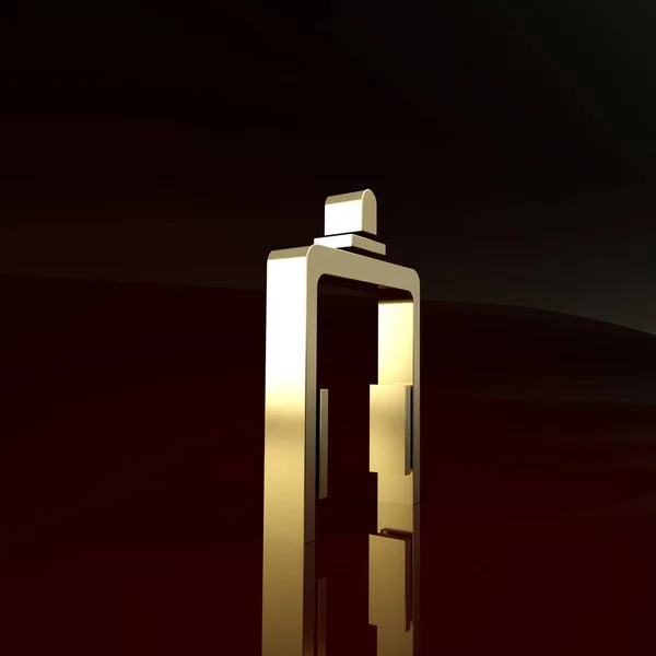 Gold Metal detektor repülőtér ikon elszigetelt barna alapon. Repülőtéri biztonsági őr a fémdetektor ellenőrzőpontján. Minimalizmus koncepció. 3d illusztráció 3d render — Stock Fotó